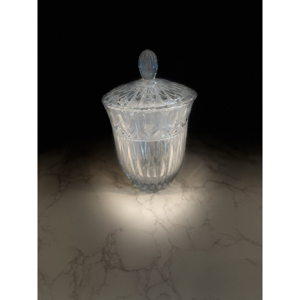 24% Lead Crystal Tulip Garden Pattern Biscuit Jar W/Lid, Ice Bucket, By Block